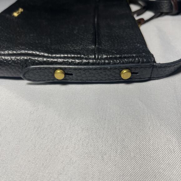 FOSSIL Black Pebbled LEATHER Multi Pocket Crossbody Shoulder Bag Purse Classic - Picture 4 of 15
